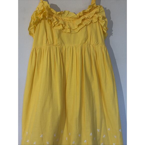 Candies Yellow Y2K Ruffle Embroidery Eyelet Trim Sundress Sleeveless Dress 3 - Picture 3 of 10